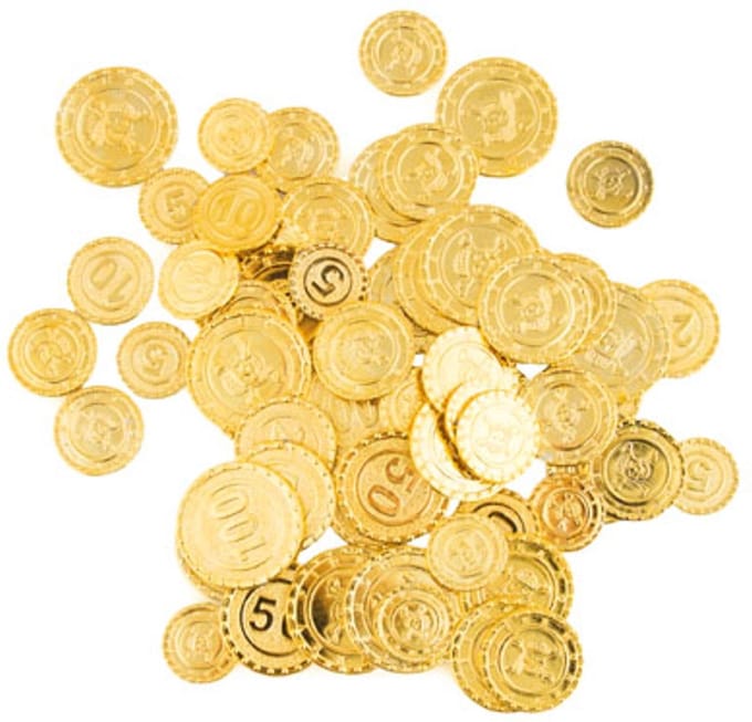 Piraten schatkist speelgoed munten - goud - 50x stuks - kunststof