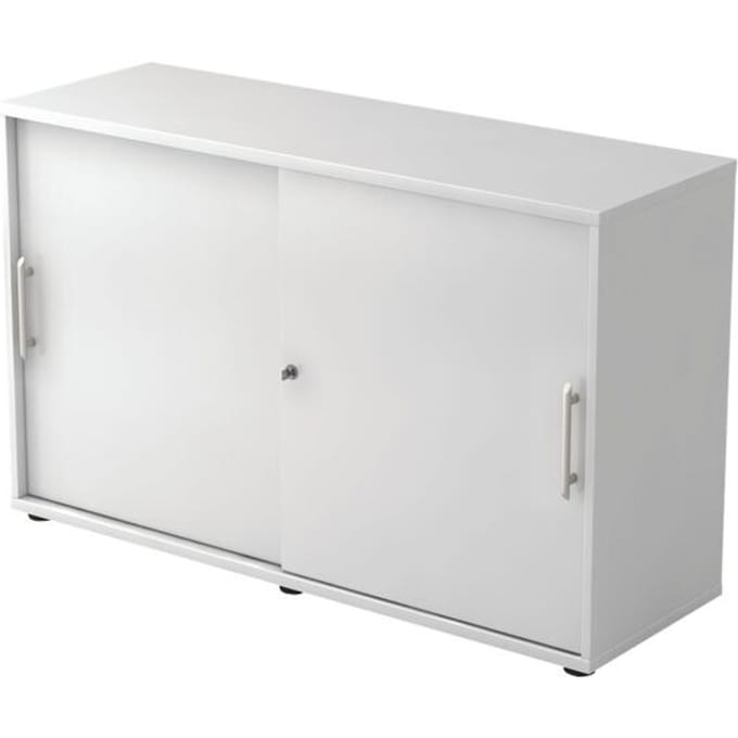 Schuifdeurkast, 2 ordnerhoogten, B 1200 x D 400 x H 748 mm, wit/wit