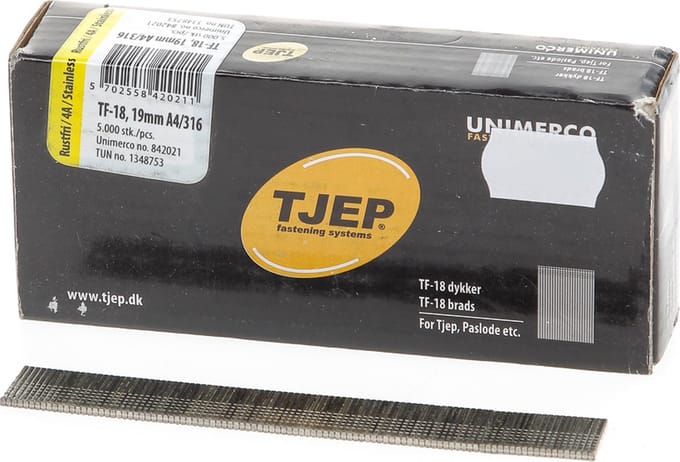 Minibrad 18G 1.2mm l= 19mm recht RVS (5000)