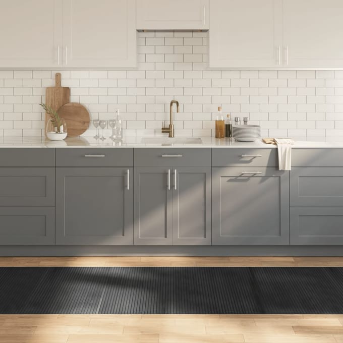 vidaXL - Vloerkleed - rechthoekig - 80x400 - cm - bamboe - grijs