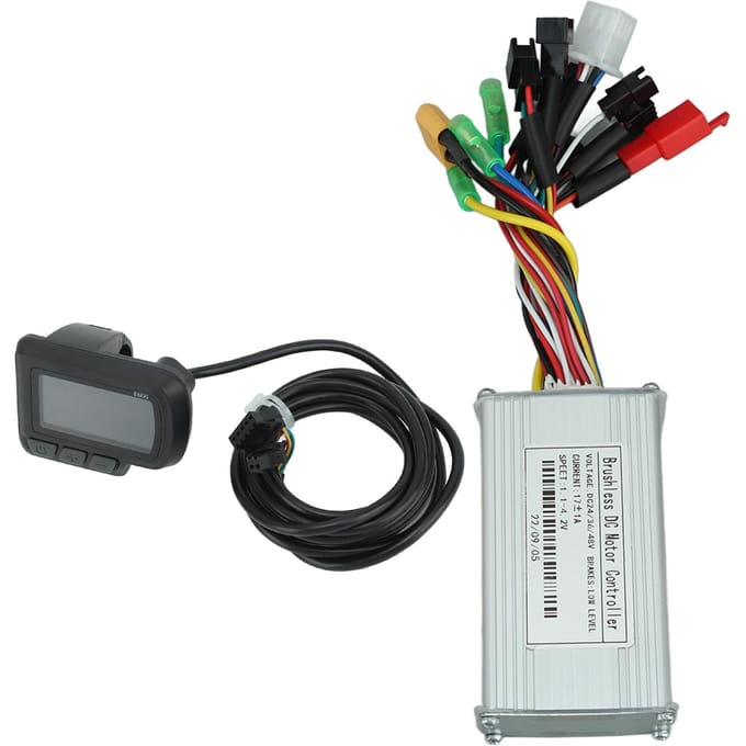 Contrôleur de Moteur de Vélo Électrique Onde Sinusoïdale 24V 36V 48V 250W‑350W 17A avec Kit Compteur LCD EN06 black