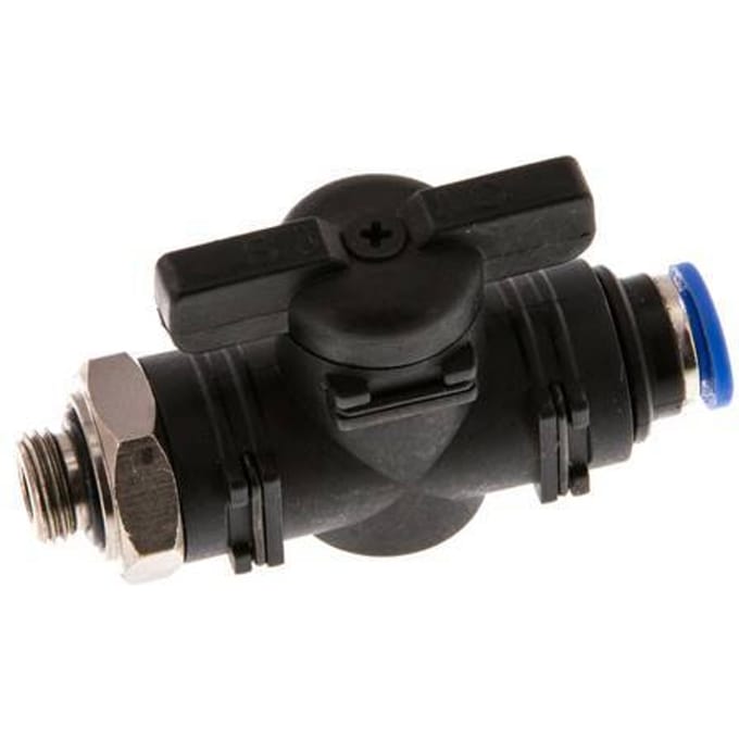 6 mm - G1/8'' Kunststof/Messing rechte 2-Weg Kogelkraan