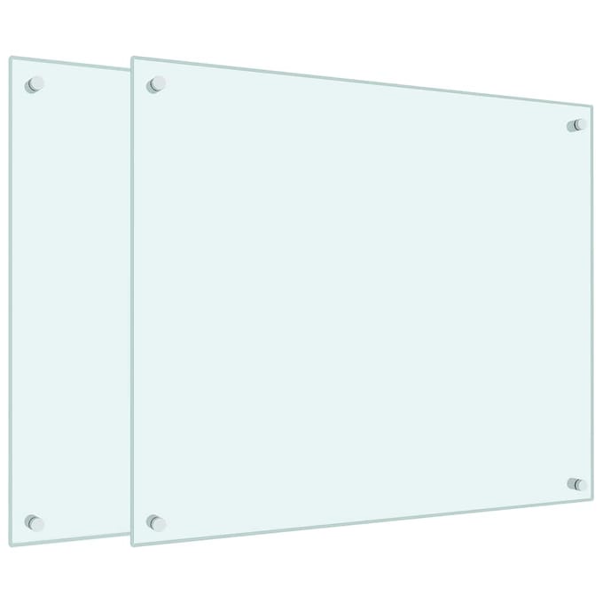 vidaXL - Spatschermen - keuken - 2 - st - 70x60 - cm - gehard - glas - wit