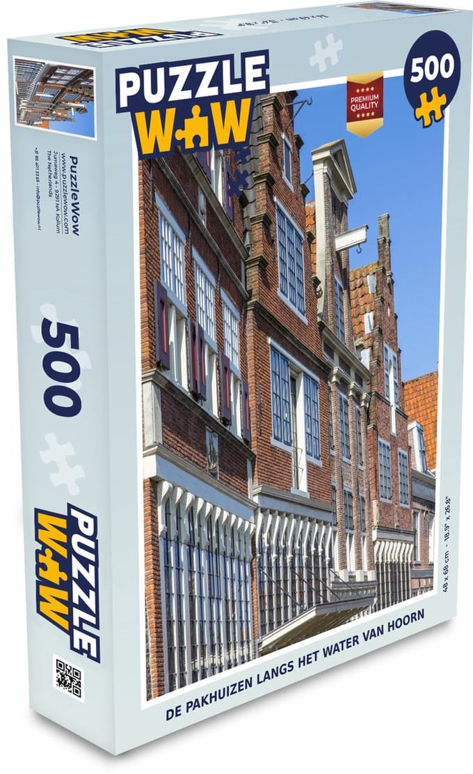 Puzzel De pakhuizen langs het water van Hoorn - Legpuzzel - Puzzel 500 stukjes