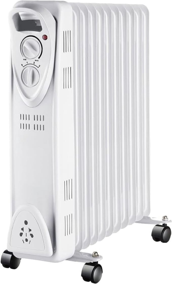 RWB® Olieradiator - Oliekachel - Elektrische Kachel - Wit - 48cm x 24cm x 60cm