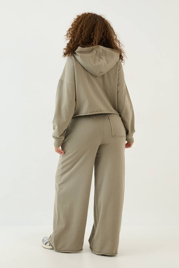 Dames Dsgn Studio Lichtgewicht Hoodie Met Ritssluiting | Gewassen Kaki | Maat: Medium