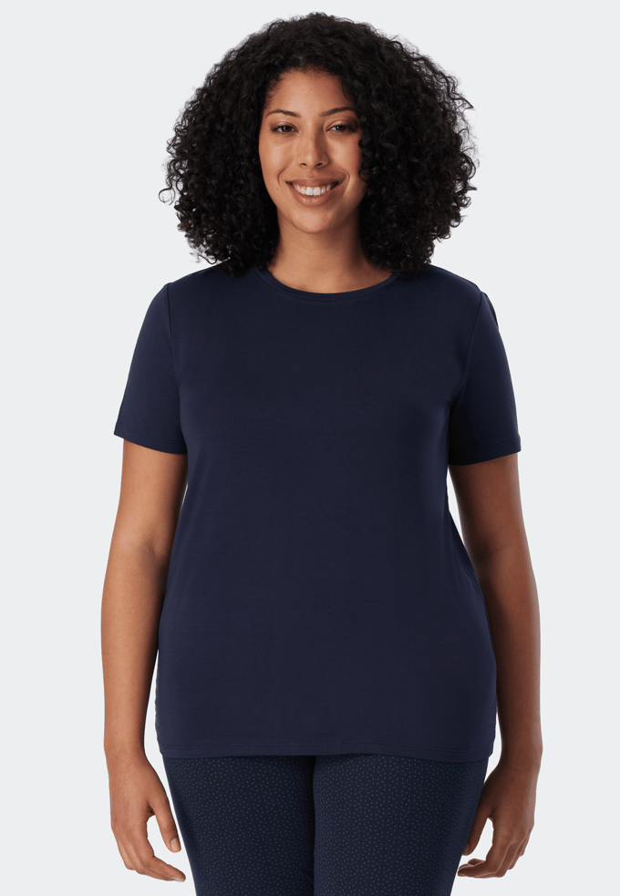 SCHIESSER Mix+Relax T-shirt - dames shirt korte mouwen modal blauw
