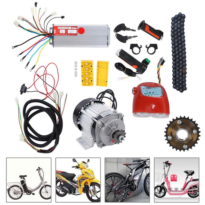 Kit de moteur sans balais 48V 800W DC, pour vélo électrique, Tricycle, Scooter, Kit de Conversion de moteur à monter soi-même black