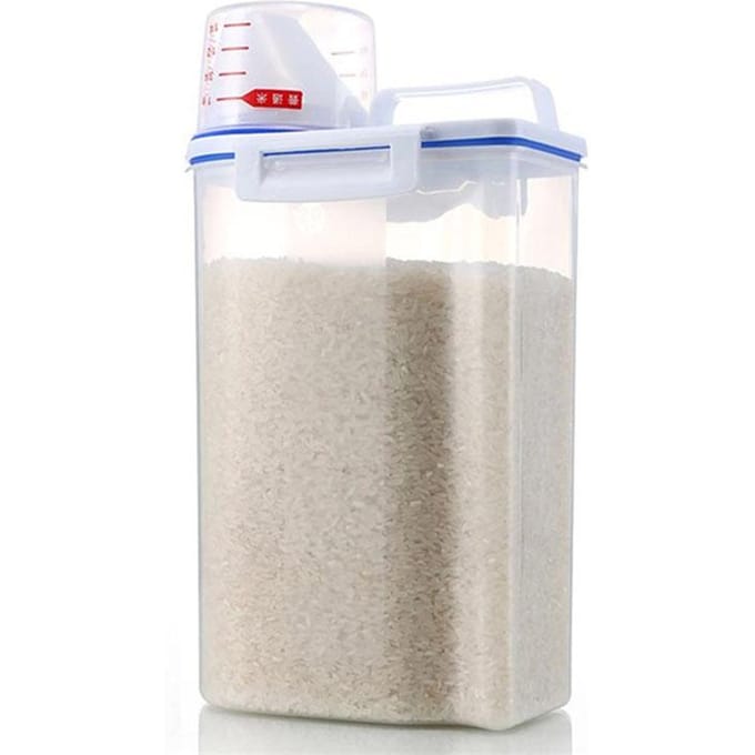 2 STUKS Rijstbewaarbak 2KG Draagbare Voedselgraan Bewaarbox Rijstbewaarbox Dispenser Afgesloten Tank white