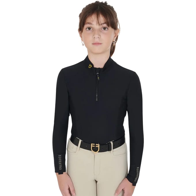 Technisch long sleeve polo voor meisjes Equestro