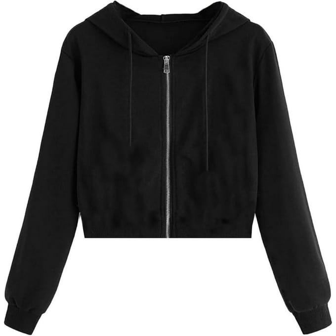 Miso Dames/Dames Relaxed Fit Crop Hoodie (Zwart)