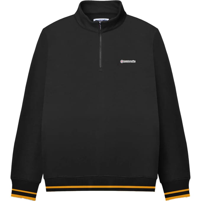Lambretta Heren Tipped Kwart Rits Sweatshirt (Zwart/Goud)