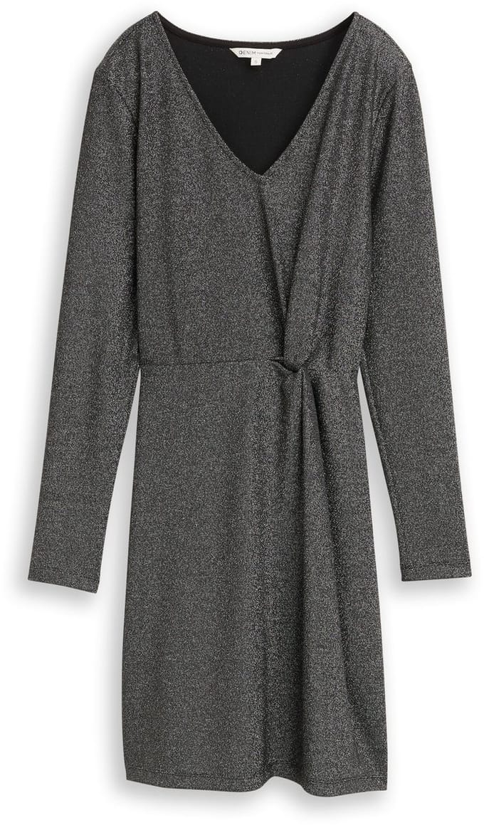 Tom Tailor Denim - Getailleerde mini-jurk met glittereffect - Maat S - black glitter