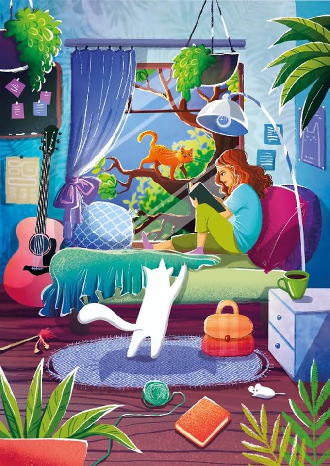 Magnolia puzzel katten 1000 stukjes - Magnolia Girl & Cats.