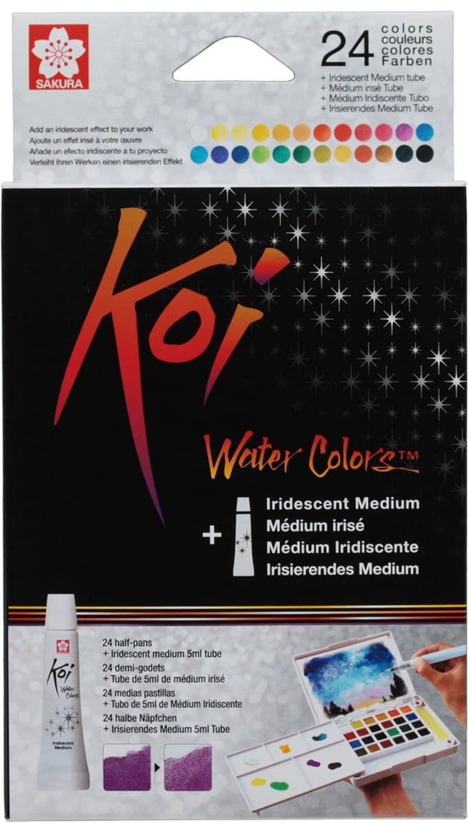 Sakura Koi Water Colors Set 24 halve napjes + Iriserend Medium Tube