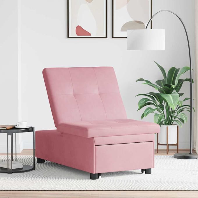 vidaXL - Slaapbank - Roze - 194 - x - 67 - x - 82 - cm - Fluweel