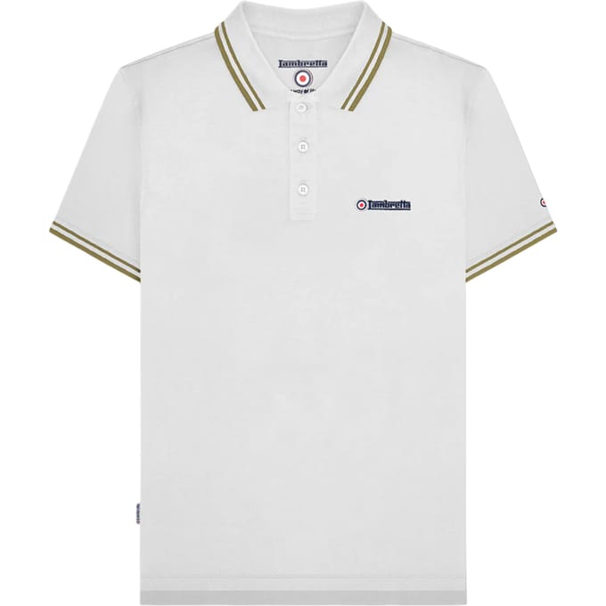 Lambretta Heren SS25 Twin Tip Poloshirt (Wit/Cashew)