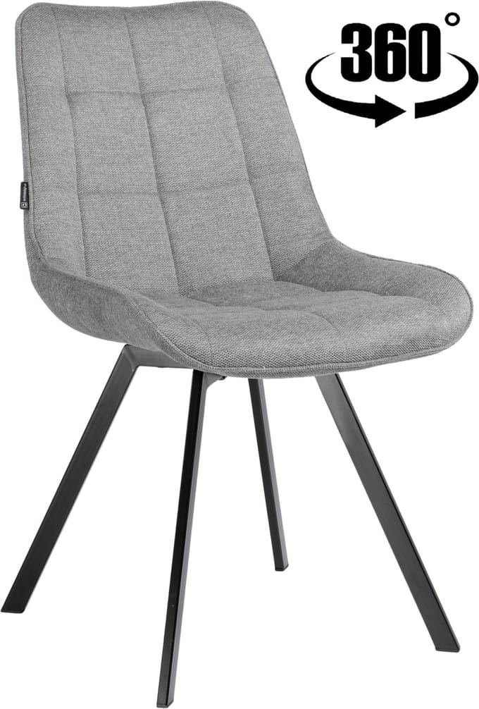 ExitoDesign LAPO - Draaibare Gestoffeerde Stoel - Grijs - Metalen Onderstel - 360 Mechanisme