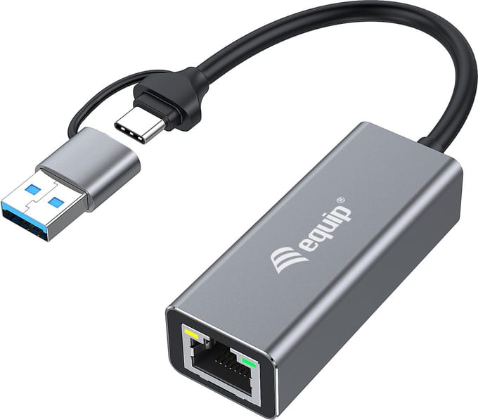 Equip USB-C naar 2,5 Gigabit Ethernet Netwerk (USB-C+A) Adapter