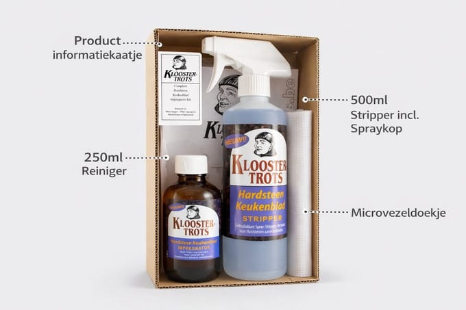 KloosterTrots Hardsteen Keukenblad Stripper/Impegnator Starterskit - Inhoud 750 ml - Prijs per set