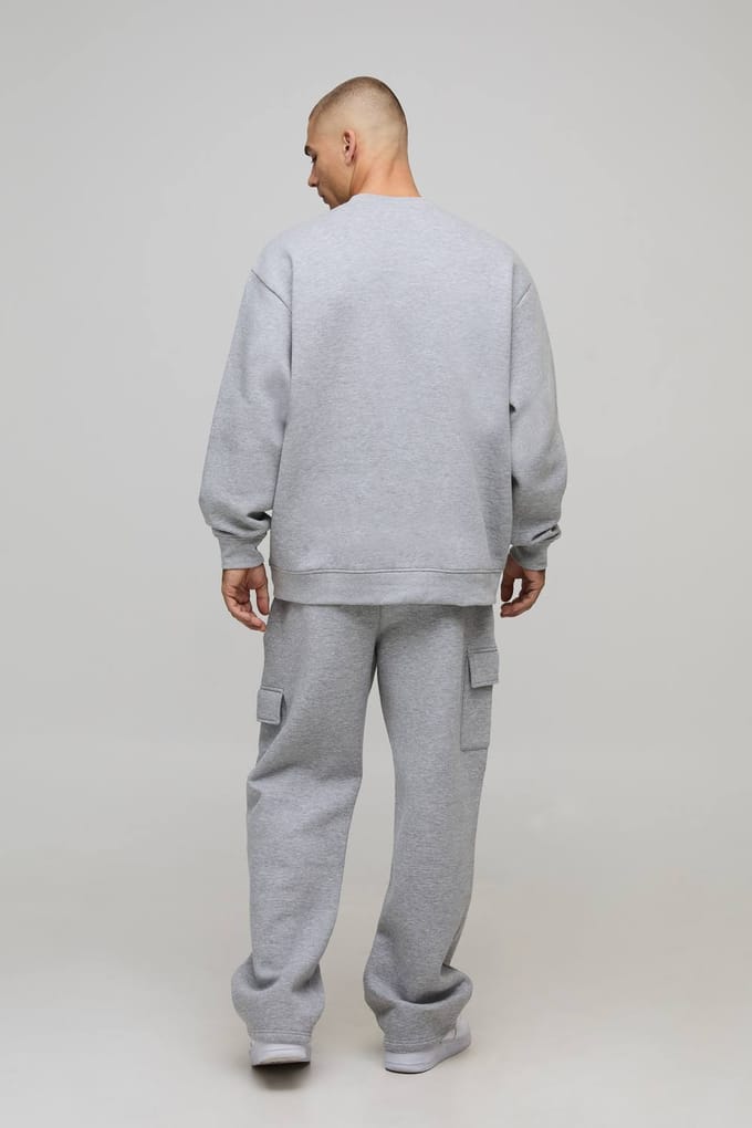Essential Oversized Crew Neck Sweatshirt | Grey Marl | Size XS