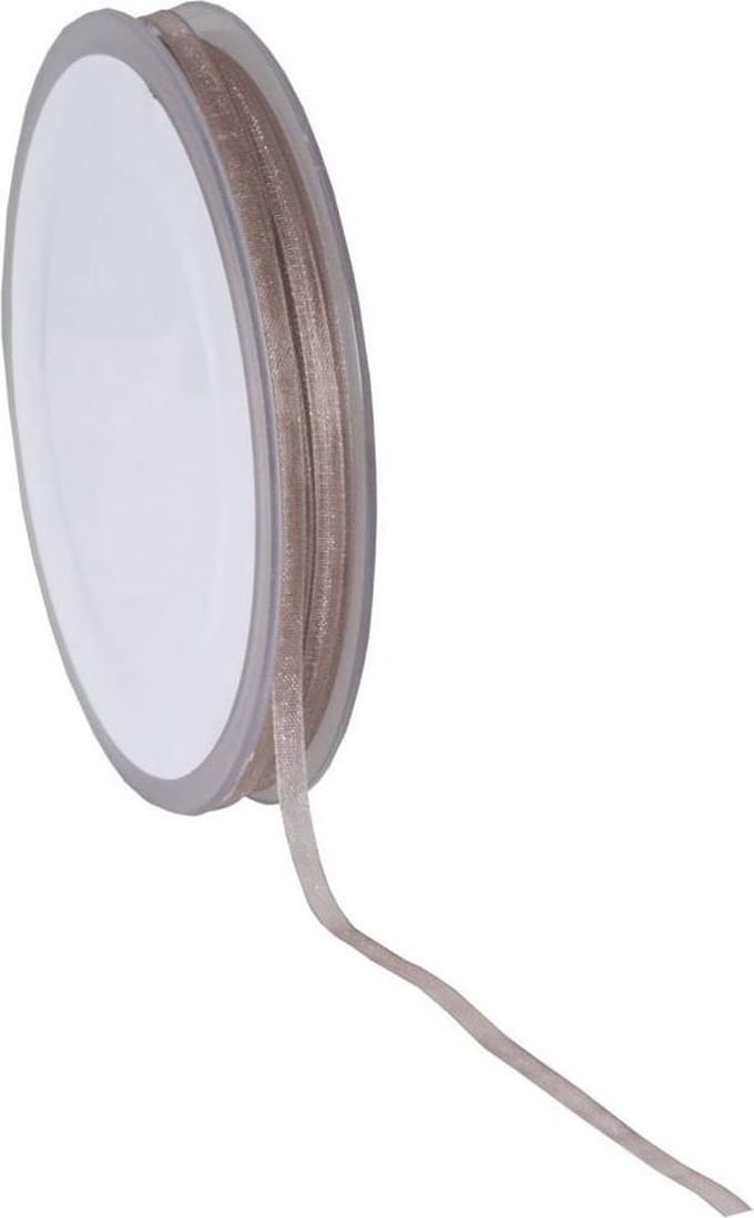 Taupe Organza lint – 3 mm × 50 m – Organza