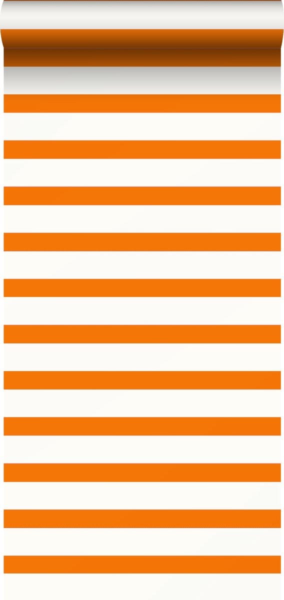 ESTAhome behang strepen oranje en wit - 53 cm x 10.05 m - 115872