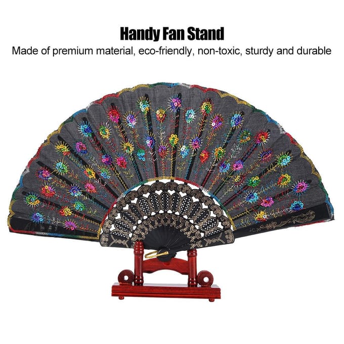 Chinese Waaier Decoratieve Standaard Handige Waaier Displayhouder Bamboe Vouwwaaier Standaard(Dofrood) brown