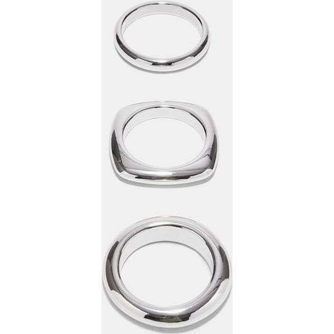 Stradivarius Set van 3 stevige armbanden  Grijs OS