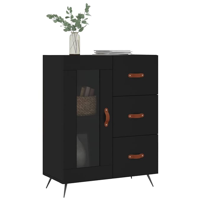 vidaXL - Dressoir - 69,5x34x90 - cm - bewerkt - hout - zwart