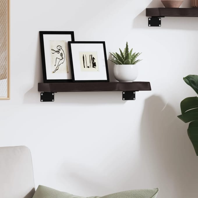 vidaXL - Wandschap - 40x10x4 - cm - behandeld - massief - eikenhout - donkerbruin