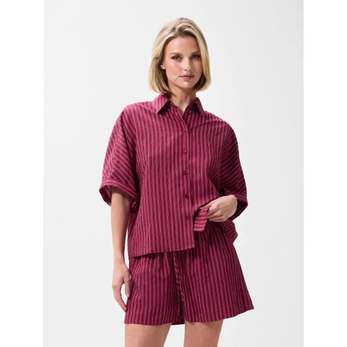 Catwalk Junkie Striped Short Sleeve Blouse Dames - Jurken - Rood - Maat 40