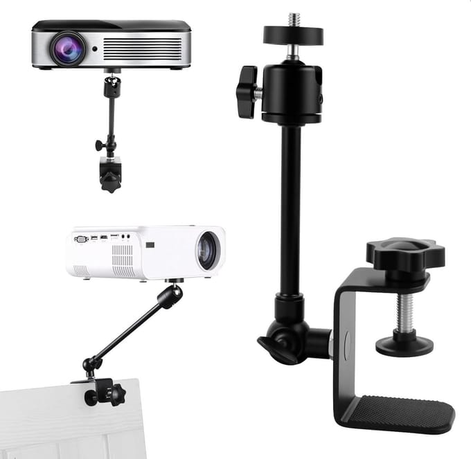 Projector Muurbeugel - Bureauhouder Beamer - Thuisbioscoop Inrichten - C-klem Basisontwerp - Tot 4 kg - Zwart