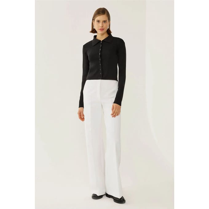 Slim Fit Gebreid Top met Knoopdetails