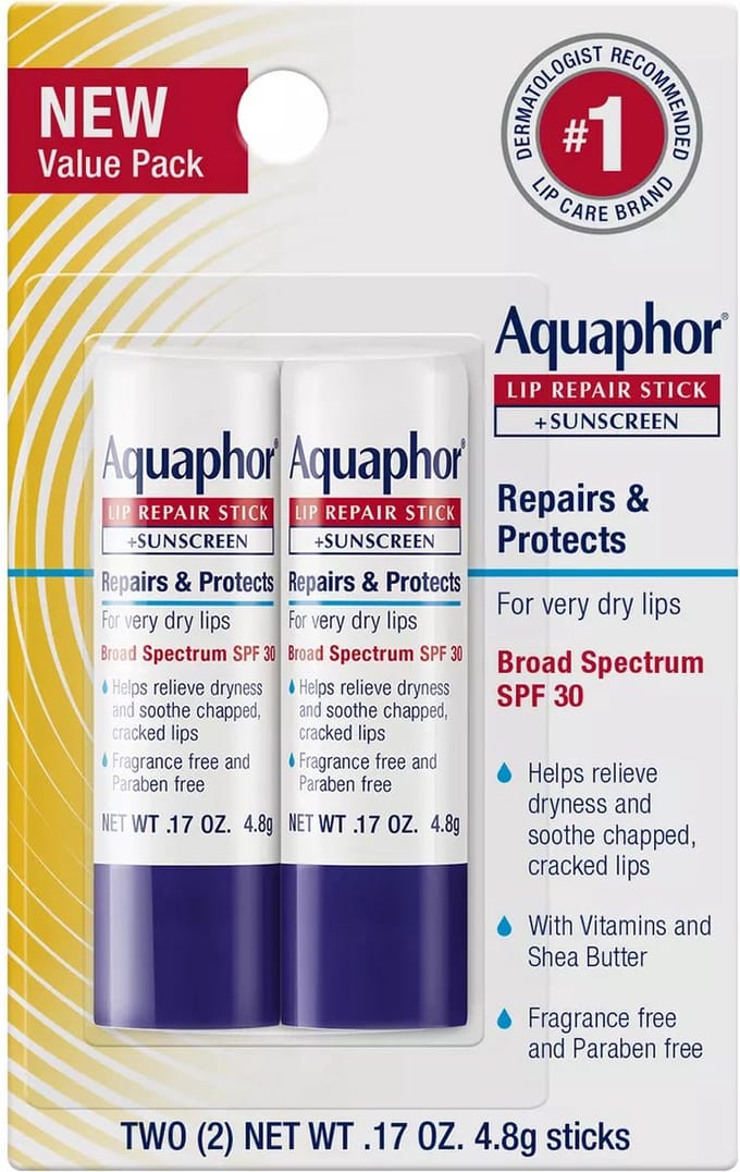 Aquaphor Lip Protectant + SPF 30 – Hydraterende Lippenbalsem met Zonnebescherming – 9.6 g