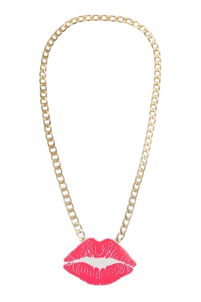 Gouden ketting met Roze lippen - foute party