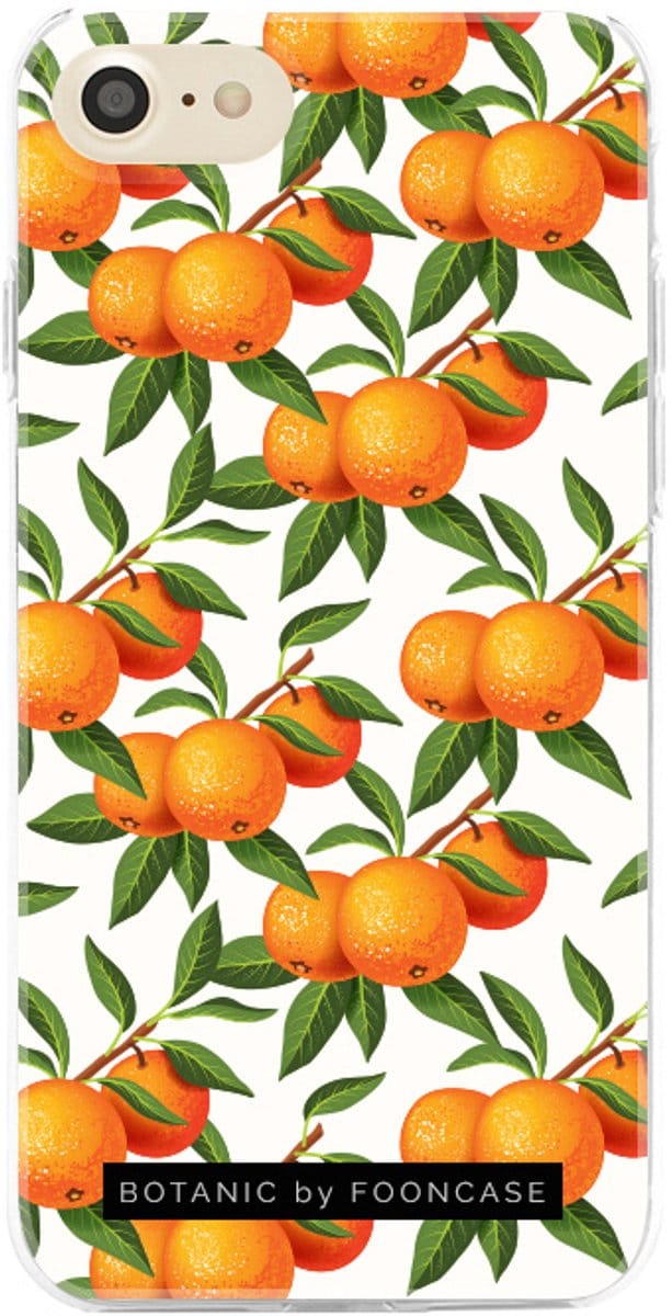Fooncase Hoesje Geschikt voor iPhone SE (2020) - Shockproof Case - Back Cover / Soft Case - Mandarijn print