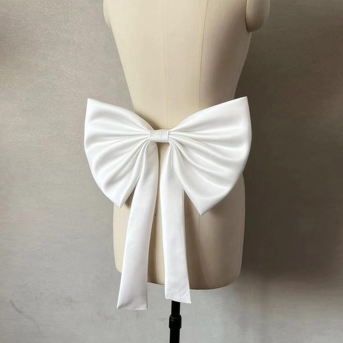 Accessoires de Robe de Mariée pour Femme, Nœud Satiné Amovible pour Mariée blanc