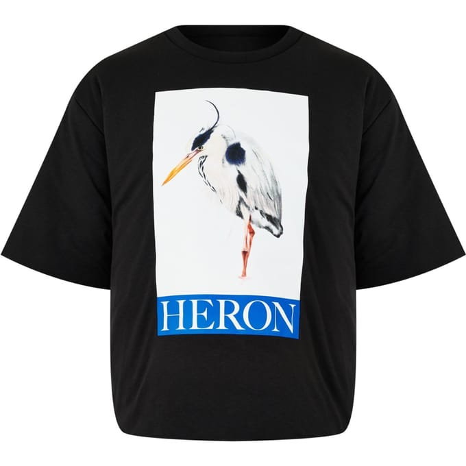 Gewatteerd T-shirt met geschilderd reigerlogo
