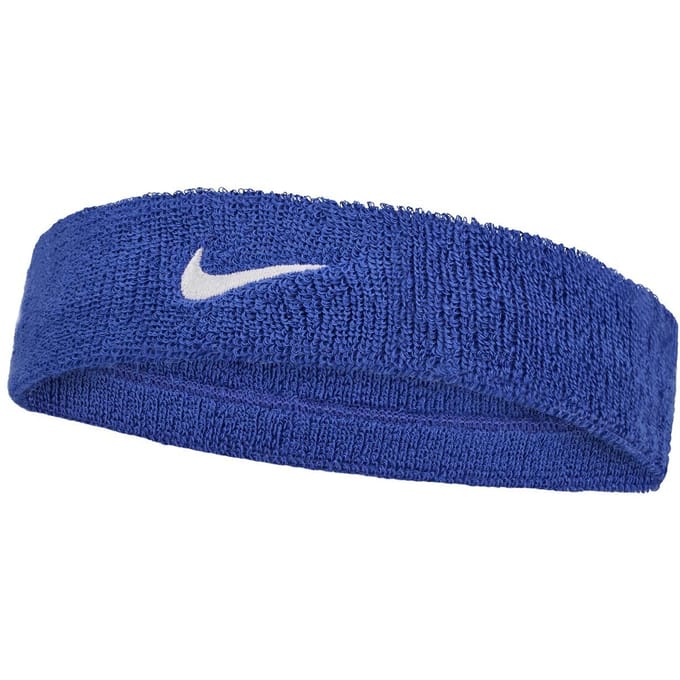 Nike Classic Swoosh Hoofdband One Size wit/koningsblauwe kleur