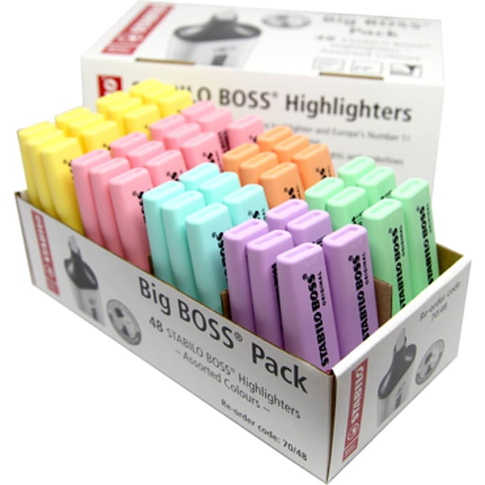 STABILO BOSS ORIGINAL - Big BOSS Pack met 48 geassorteerde PASTEL kleuren