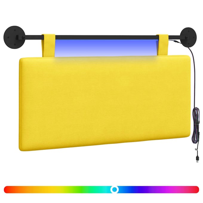 vidaXL - Hangend - hoofdbord - Licht - Geel - Corduroy - stof