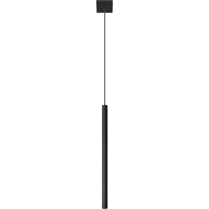 Hanglamp PASTELO 1 met slanke buisvormige kap - Sollux Lighting - IP20 - Zwart staal behuizing - 8 x 8 x 100 cm - 1 x G9 LED, exclusief lichtbron - Max. 8 W - Moderne hanglamp voor woonkamer, slaapkamer en eetkamer