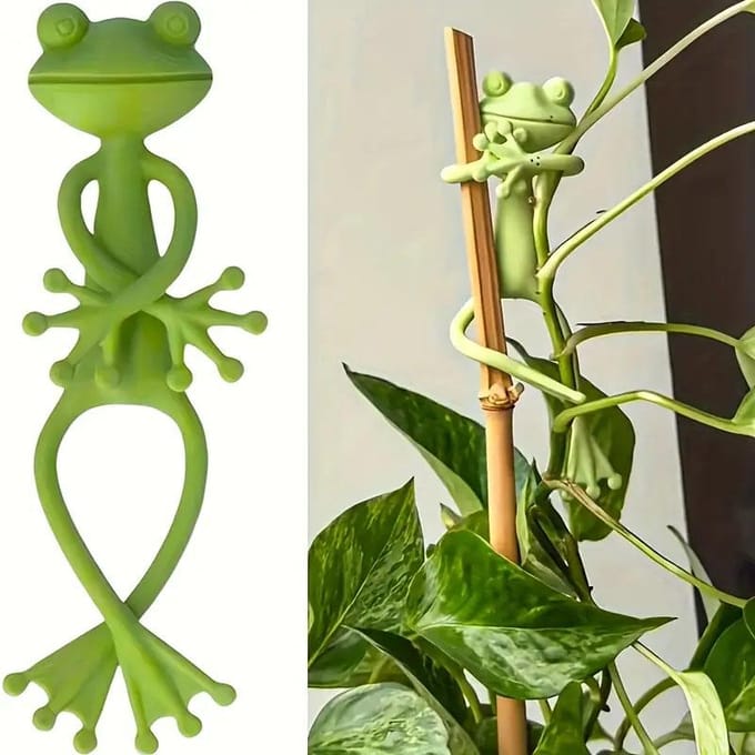 2 STuks Binnen Tuindecoratie Kikker Plantenstandaard, Stabiele Ondersteuning Voor Kleine Potplanten, Groene Simulatie Vormige Ondersteuning Rack 2PC groen