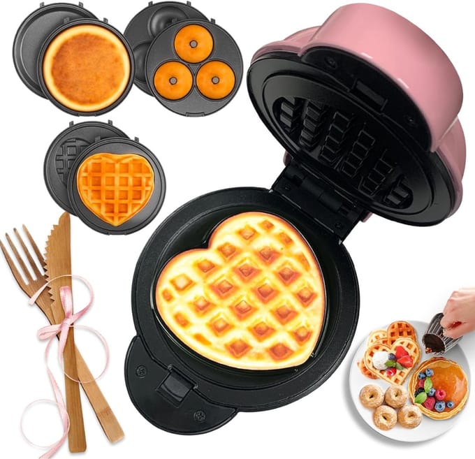 CLVP® Wafelijzer met verwisselbare platen - Wafelijzer -Roze
