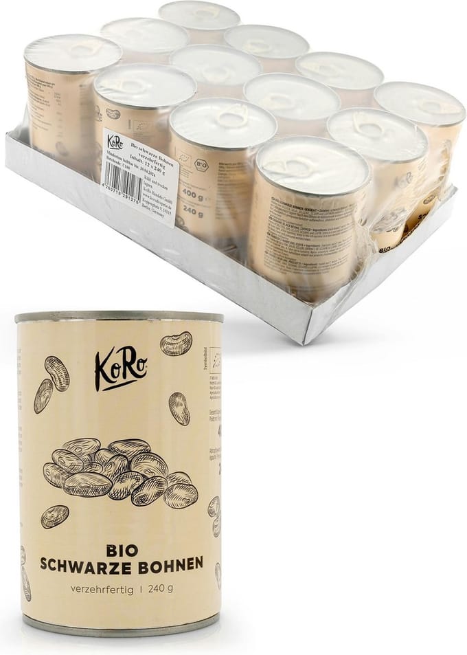 KoRo | Bio zwarte bonen in blik 12 x 240 g