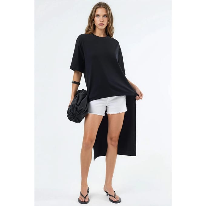 Overized Crew Neck Tuniek met Splits
