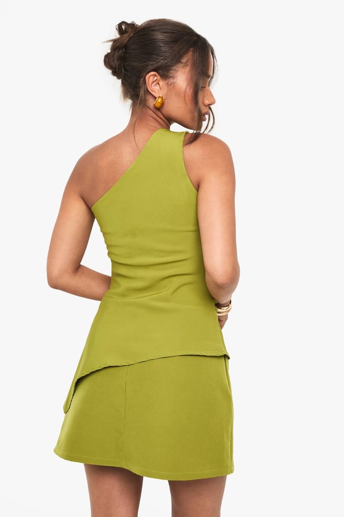 boohoo Dames Geweven Wrap Zijgespleten Skort | Olive | Maat: 10