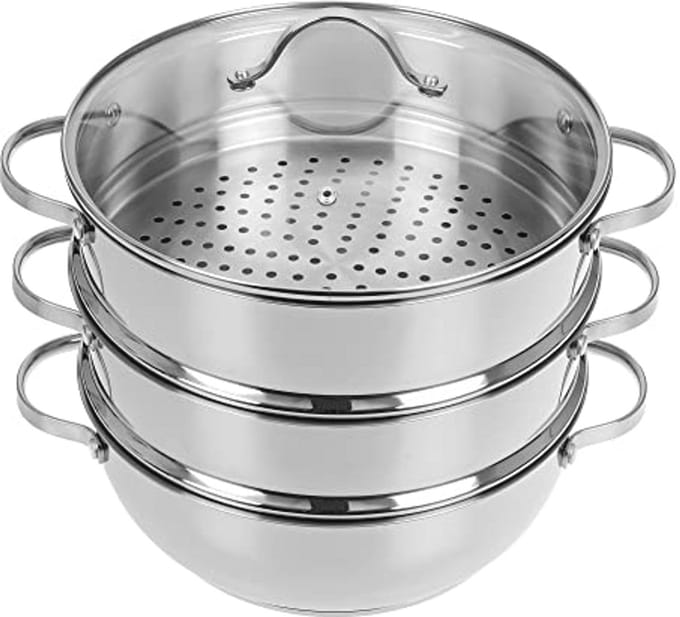 Stoompan 28 cm met 2 stoominzetstukken