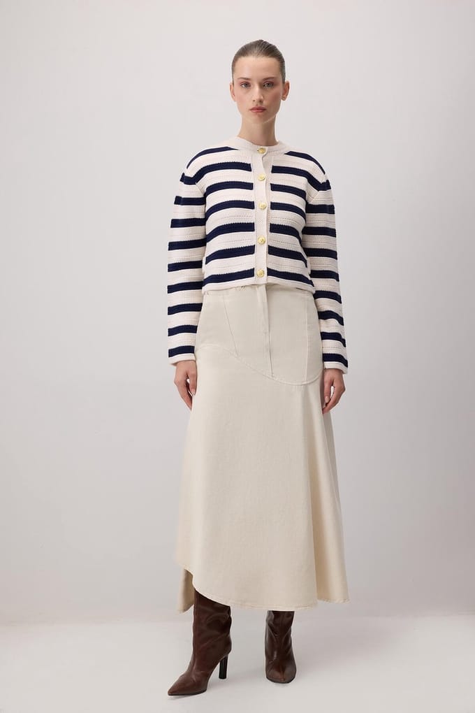 Touché Privé - Gestreepte gebreide vest - Marine - Dames